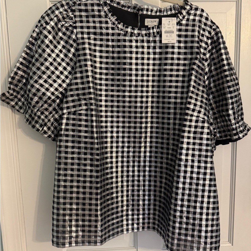 Plus size 2x J. Crew Black and White Checkered Women's Top